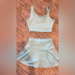 Light Blue Athletic Crop Top & Skirt Set